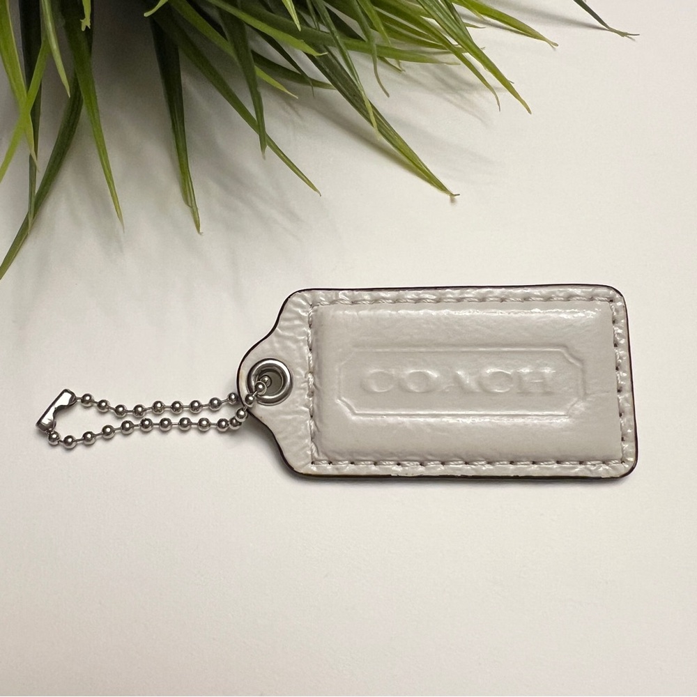 Large 2.5" COACH 
Ivy Leather Hanging Tag Keychain FOB Bag Charm